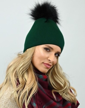 Бутылочно-зеленый колпачок Польша с помпоном A13