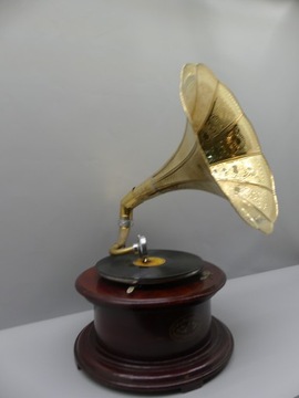 Круглая проигрыватель ПАТЕФОН! Деревянная ЗОЛОТАЯ ТРУБКА!