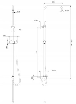 HANSGROHE bateria prysznicowa + umywalkowa + DESZCZOWNICA OMNIRES kolumna