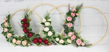 Obręcz drewniana wianek boho kwiaty dekoracja domu