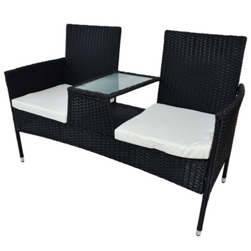 Балконная скамья со столиком из техноротанга Black Garden 200 кг