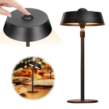 LAMPA DOTYKOWA STOŁOWA LED AKUMUL USB IP54 CZARNA