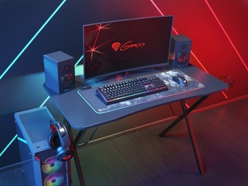 Компьютерный игровой стол GENESIS Holm 200 для геймеров со светодиодной розеткой RGB