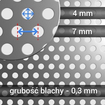 Blacha perforowana ocynkowana, grubość 0,3mm , oczko 4mm