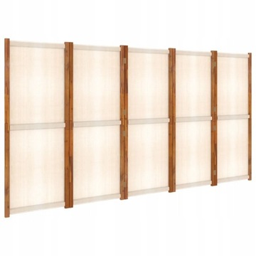 VidaXL Parawan 5-panelowy, kremowy, 350 x 180 cm