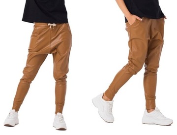 S027 CAMEL SKÓRZANE BAGGY OCIEPLANE RURKI S