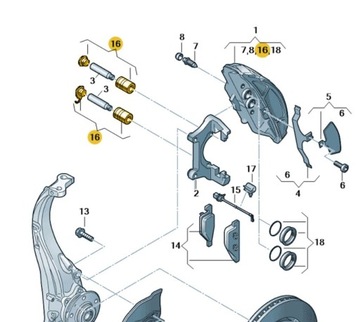КОМПЛЕКТ ТОРМОЗНЫХ НАПРАВЛЯЮЩИХ ВТУЛОК AUDI A8 D4 7E0698647