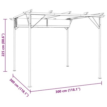 Pergola ze zwijanym dachem, śmietankowa, 3x3 m, s