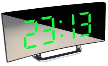 ZEGAREK ELEKTRONICZNY BUDZIK STOJĄCY LED TERMOMETR ALARM CICHY LUSTRO ZEGAR