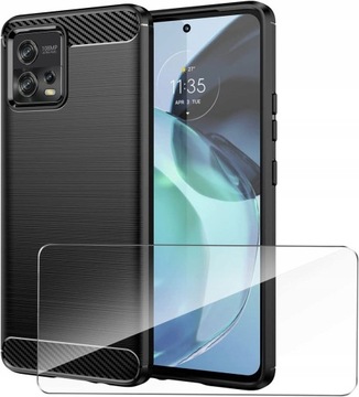 Etui PANCERNE KARBON do Motorola Moto G72 SZKŁO