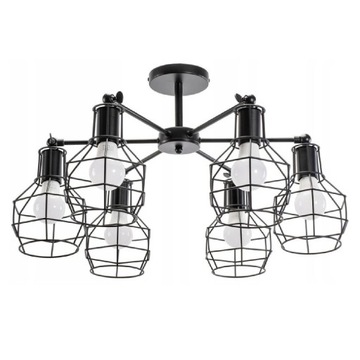 LAMPA WISZĄCA CZARNA DRUCIANA LOFT DO SALONU RENO APP735