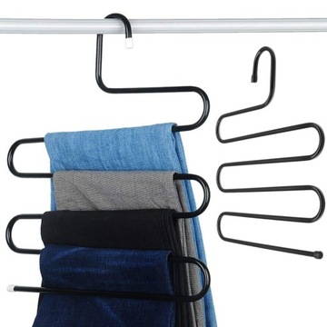 STALOWY WIESZAK NA SPODNIE ORGANIZER DO SZAFY WIESZAKI 5w1 CZARNY