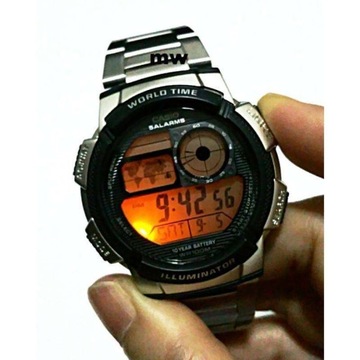 ZEGAREK MĘSKI CASIO AE-1000WD 1A - WORLD TIME + BOX