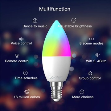 Бесплатное приложение «Умная лампочка» Tuya Alexa RGB E14