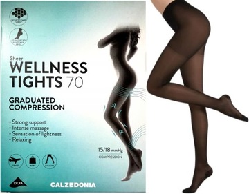 CALZEDONIA rajstopy czarne sheer wellness extra mocne 70den S/36/T.2