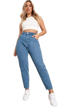Boohoo Damskie Jeansowe Spodnie Mom Jeansy Jeans Wysoki Stan Plus Size 48