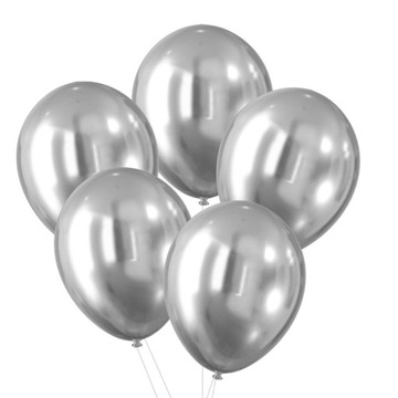 BALONY 5 SZT SREBRNE EFEKT CHROMU 30CM ZESTAW