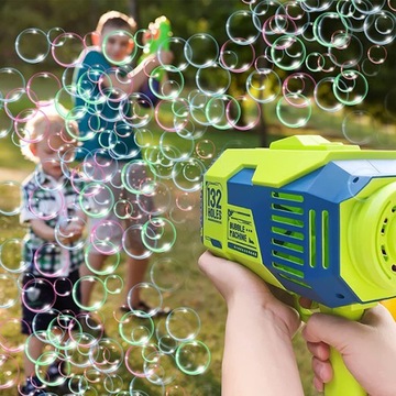 ПИСТОЛЕТ ДЛЯ МЫЛЬНЫХ ПУЗЫРЬКОВ 132 ОТВЕРСТИЯ + НАБОР ЖИДКОСТИ