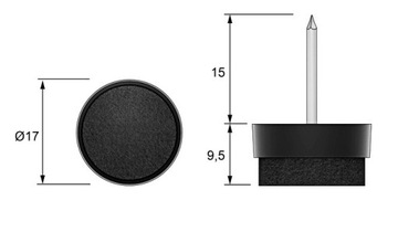 10x PODKŁADKI FILCOWE WBIJANE POD MEBLE ŚLIZGACZ