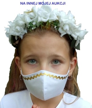 Wyprzedaż.Maseczka Profilowana Bawełniana. Biała .