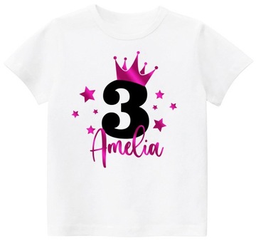 Koszulka T-SHIRT URODZINY 3 LATA IMIĘ r. 98