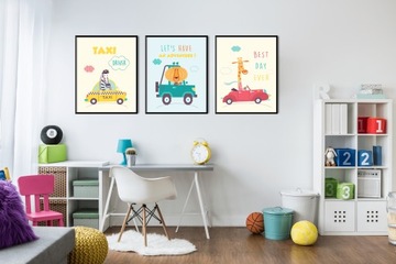 ПОСТЕРЫ, КАРТИНКИ для детей МАШИНКИ, НАБОР 3 х А3