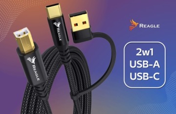 USB КАБЕЛЬ ДЛЯ ПРИНТЕРА 5M СКАНЕРА 2IN1 USB-A USB-B HP BROTHER EPSON + USB-C