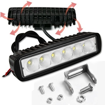 LAMPA ROBOCZA PANEL LED 18W 6 LED 6000K 12V / 24V DO CIĄGNIKA MASZYN QUADA