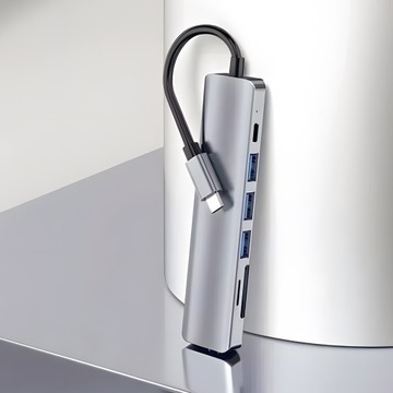 HUB ADAPTER ROZDZIELACZ USB-C 7W1 HDMI USB C 3.0 KART SD MICRO 100W 4K
