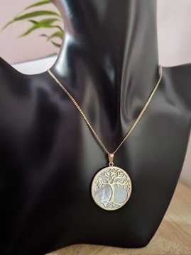 ЗОЛОТОЙ КУЛОН ИЗ ПЕРЛАМУТА ДЕРЕВО СЧАСТЬЯ
