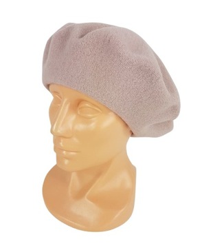209 BERET FEZKO PUDROWY RÓŻ rozm. 11, 5'' duży