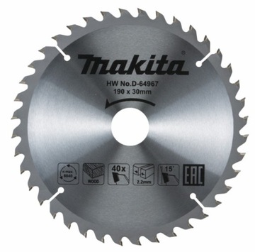 D-64967 Tarcza piła do drewna 190x30mm 40Z MAKITA