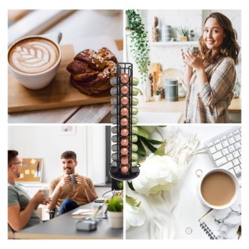 Вращающийся подставкой для капсул Nespresso, 40 шт., черный, с дозатором