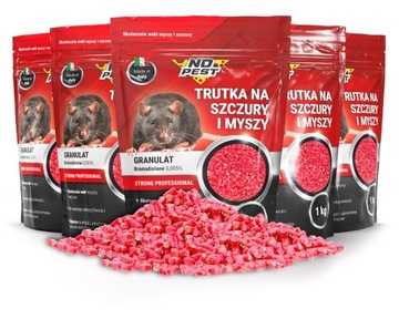 PELLET TRUTKA ŚRODEK GRANULAT NA SZCZURY MYSZY GRYZONIE NO PEST 1KG (5 SZT)