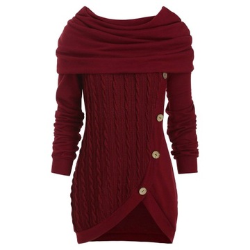 Nowy, oversize'owy sweter z kapturem i nieregularną dzianiną, 4XL