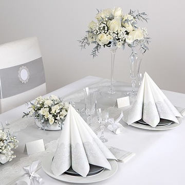 САЛФЕТКИ ДЛЯ ПРИЧАСТИЯ СЕРЕБРЯНЫЕ КРУЖЕВА 33Х33СМ 20 шт.