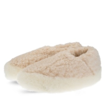 PANTOFLE 100% WEŁNIANE NISKIE Z PIĘTĄ, MERYNOS, 39-40