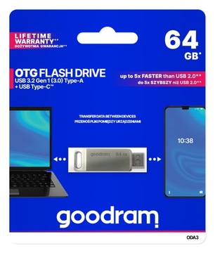 Флэш-накопитель GOODRAM 64 ГБ ODA3 USB 3.2 Dual Drive