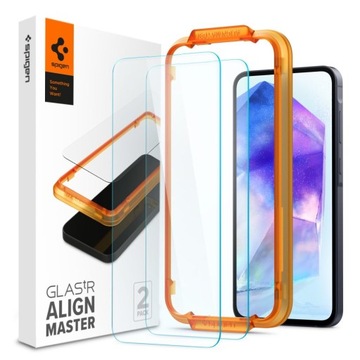 SZKŁO HARTOWANE NA EKRAN GALAXY A55 5G DO ETUI SPIGEN RAMKA MONTAŻOWA 2 SZT