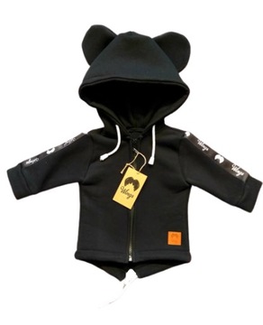 Bluza parka miś czarna WOW! z lampasem rozmiar 92