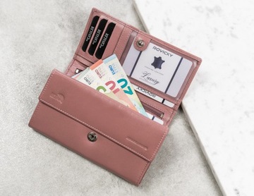 Женский кошелек Cavaldi из прочной воловьей кожи, большая вместимость, прочный RFID.