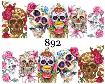 Naklejki wodne na paznokcie CZASZKI, HALLOWEEN-892