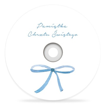 Płyta DVD z nadrukiem Pamiątka Chrztu Świętego błękit wstążka niebieska