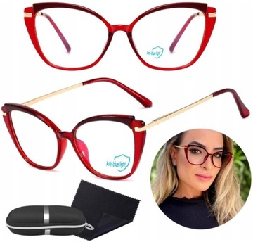 Okulary Blue Light zerówki do komputera z filtrem Oprawki Eye Czerwone
