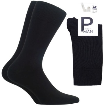 Wola PERFECT MAN skarpety męskie gładkie bawełniane black 42-44