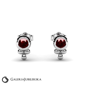 KOLCZYKI Z BIAłEGO ZłOTA Z GRANATAMI 0,14CT
