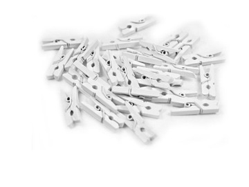 KLAMERKI DREWNIANE SPINACZE 30 SZT 2,5 CM BIAŁE