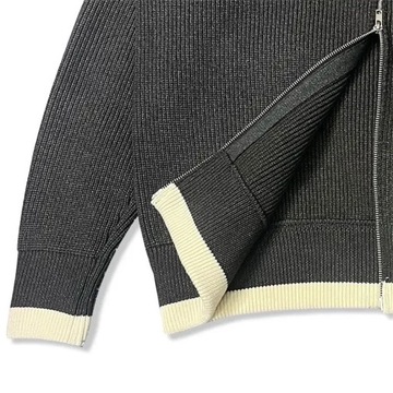 Warm Knitted Cardigan Men Double Zipper Turtleneck