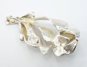 Modern Art Okazały srebrny wisior zawieszka z chryzoprazem liście kwiat