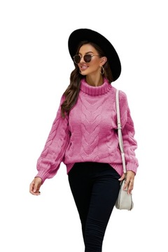 Damski nowy sweter z golfem, sweter z dzianiny